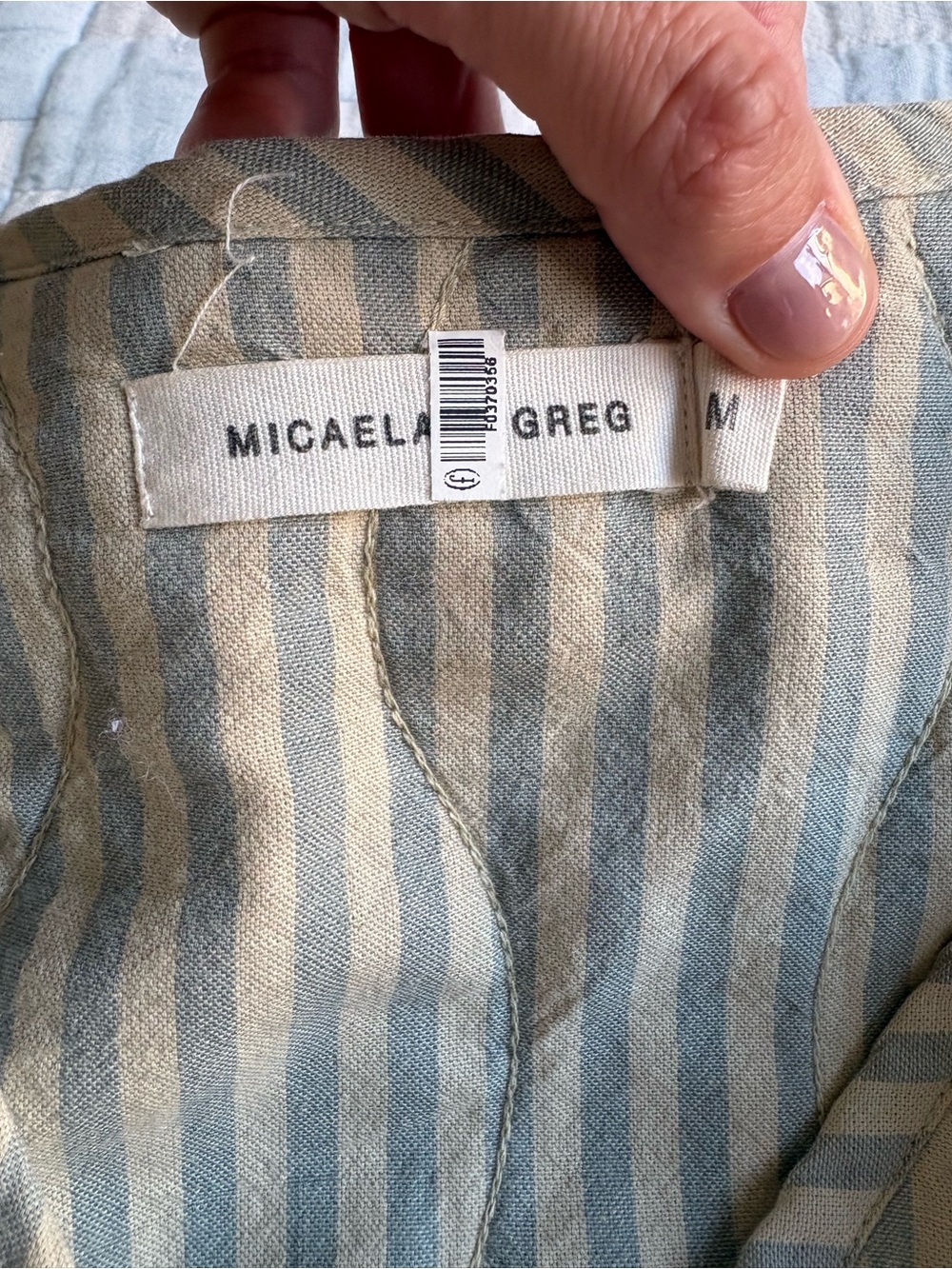 Micaela Greg Muted Striped Quilted Liner size M - Picture 7 of 12